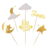 24 Pack Little Star Cupcake Toppers Glitter Moon Cloud Cupcake Pi Gold