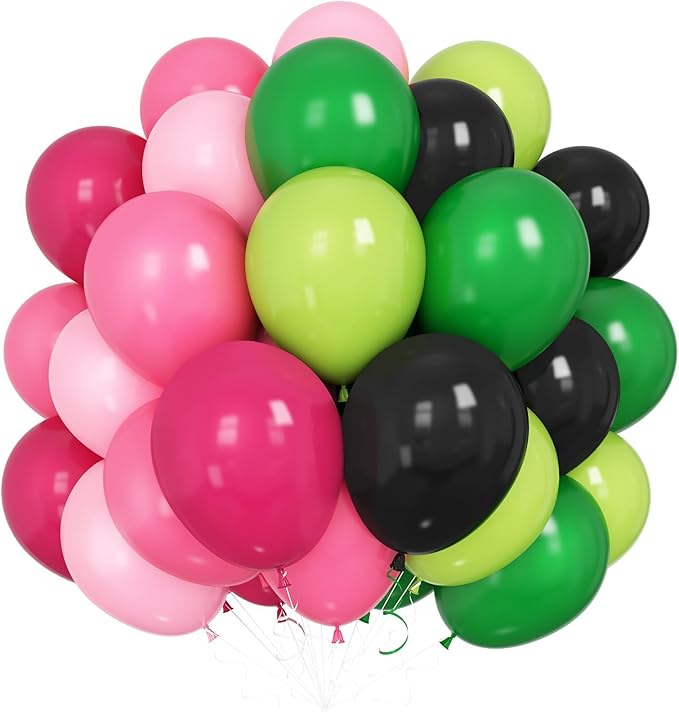 Black and Pink Green Balloons, 60PCS Witch Theme Party Balloon, 12