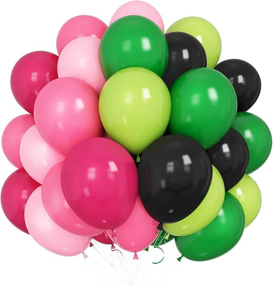 Black and Pink Green Balloons, 60PCS Witch Theme Party Balloon, 12