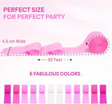 12 Pink Streamers, 984ft Pack of Pink Crepe Paper Rolls for