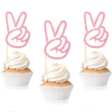 Spakon 24 Pcs Peace Sign Cupcake Toppers Glitter Peacekeeper Cupc Rose