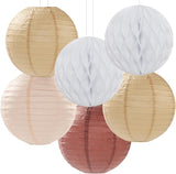 Boho Baby Shower Party Decorations Streamers Lanterns 14pcs White