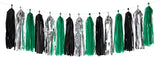 Black Green Silver Tassel Garland - 15pcs Soccer Party Supplies