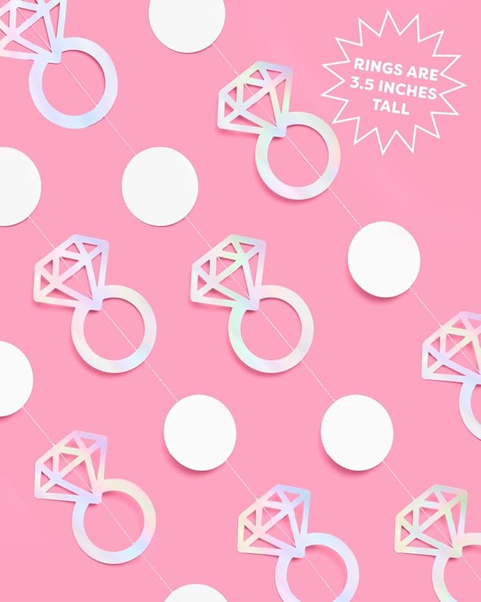 xo Fetti Iridescent Engagement Ring Garland 4 pcs 12' Bachelorette