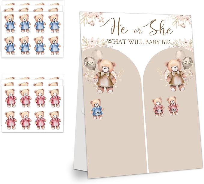 Gender Reveal Party Games Bear Theme Baby Gender Reveal Voting Board