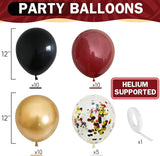 HILAVO Black Burgundy Gold Balloons 12 Inch Burgundy Maroon Red Black