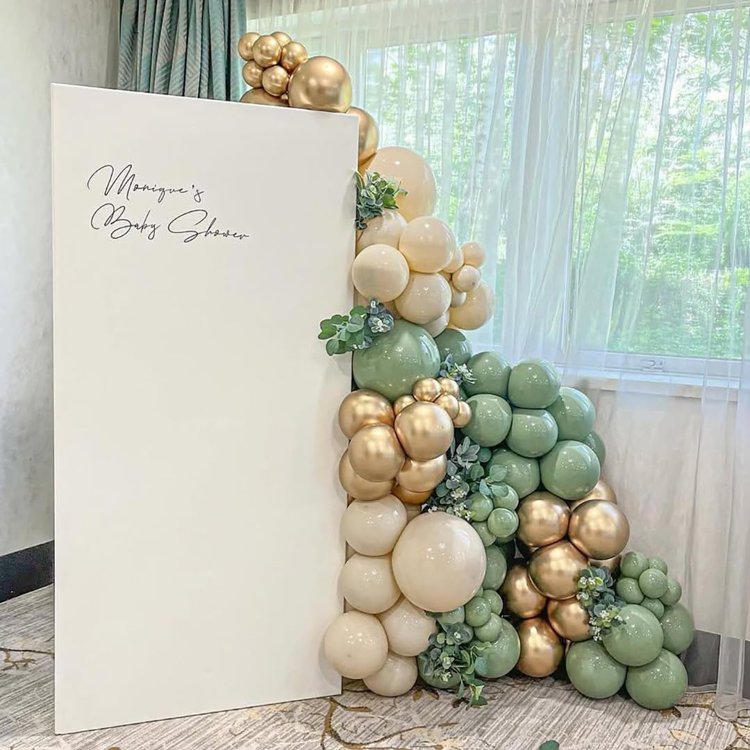 Sage Green Balloon Arch Kit, 162pcs Sage Green Sand White Gold
