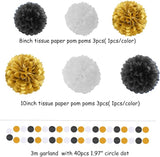 Black Gold Graduation Party Decorations 23pcs Kits Farewell Tissue