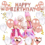 Rose Gold Birthday Party Decorations Set with Rose Gold Happy