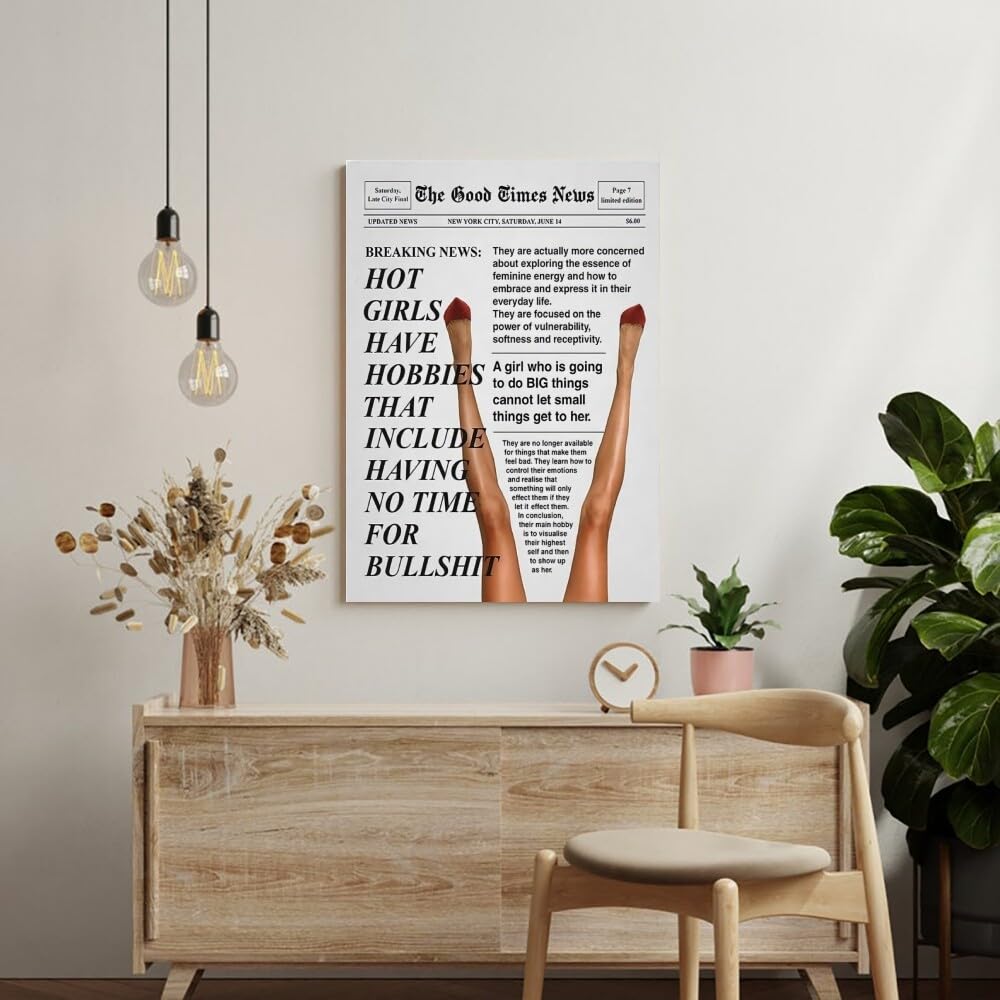 Retro Trendy Newspapers Wall art Decor Bar Cart Feminist Wall Art New
