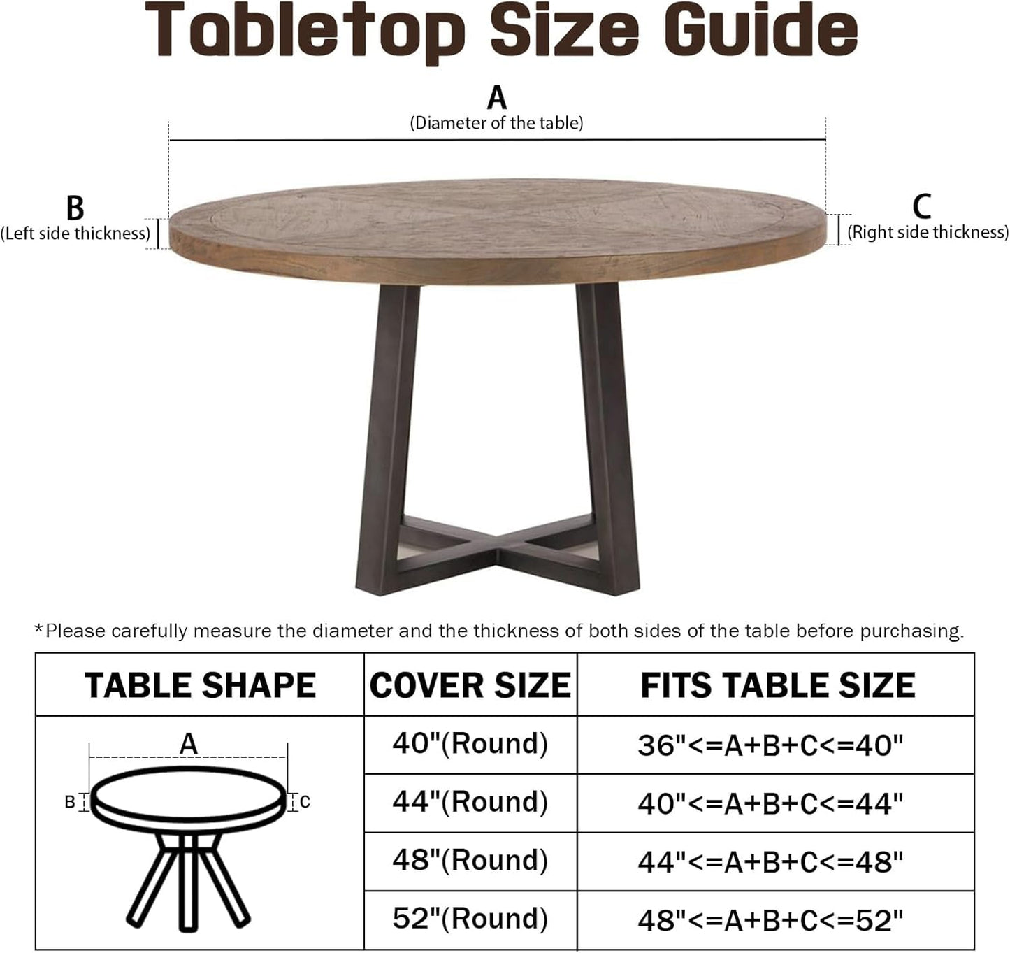 Dark Blue Round Tablecloth 48-52 inch, Stars Clouds Fitted Table Cloth