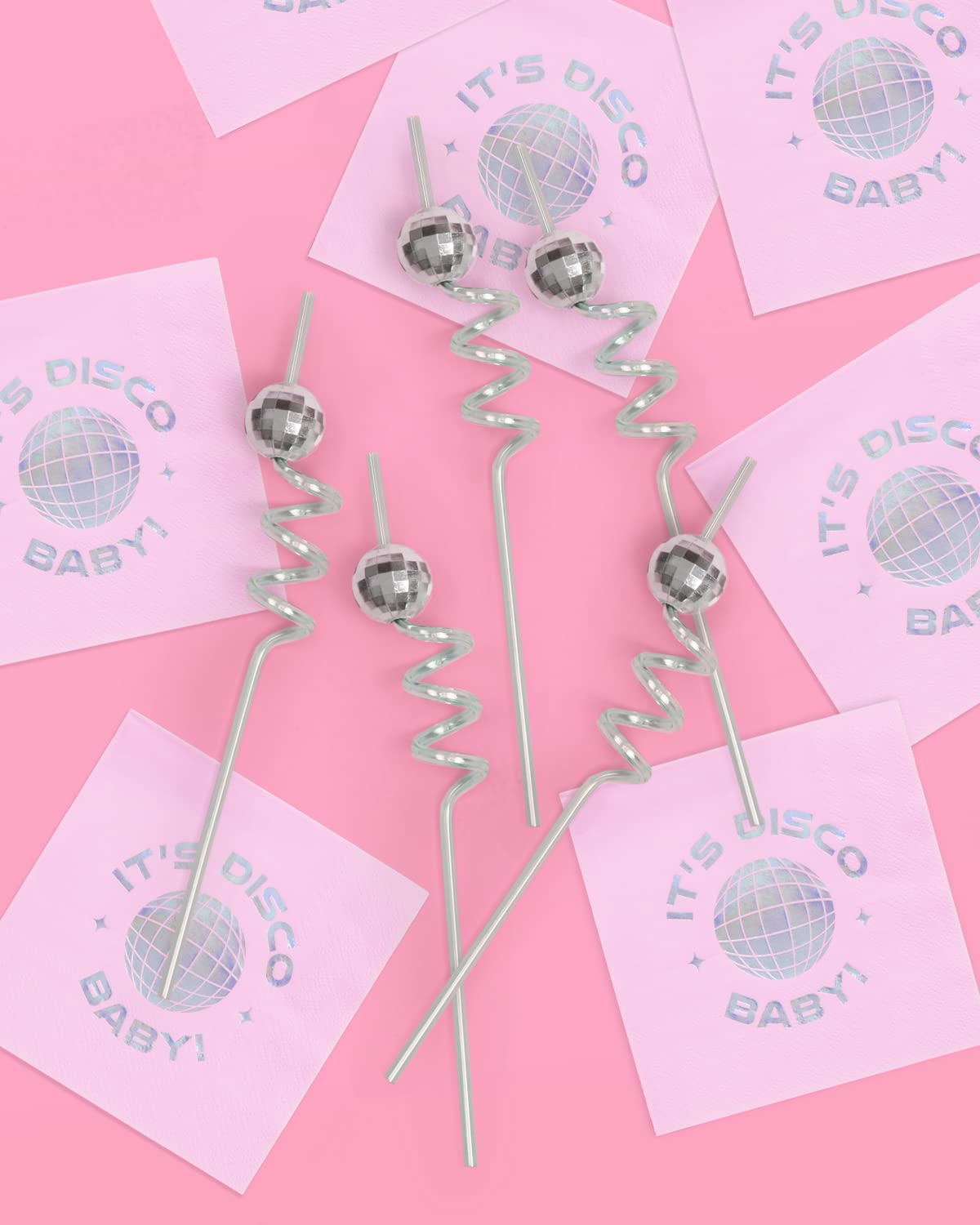 xo, Fetti Disco Ball Reusable Swirly Straw Set - 16 pc | Groovy