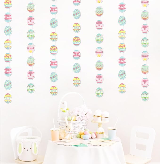 Wall Hanging Decorations Easter Egg Garland - 8pcs Rainbow Easter