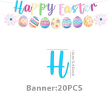 55PCS Easter Party Decorations Set Bunny Egg Banner Cake Toppers