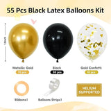 Black and Gold Balloons, 55 Pcs 12 Inch Metallic Gold Balloons Black
