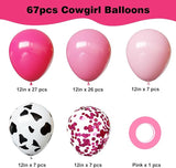 YMSZ Pink and Cow Print Balloons, 67pcs 12 Inch Cowgirl Balloons,