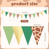 5 Pcs Safari Birthday Banner Decorations Giraffe Animals Green