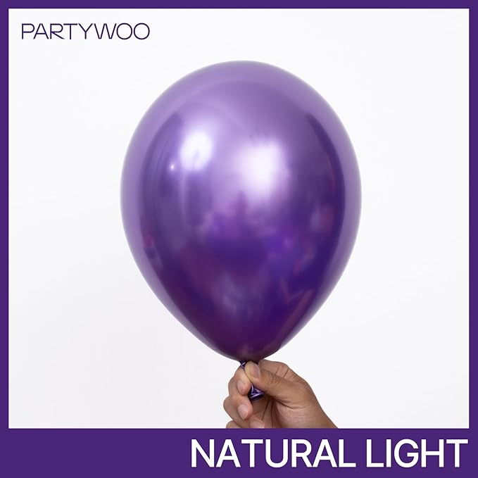 PartyWoo Metallic Purple Balloons 100pcs Different Sizes of 18 12 10