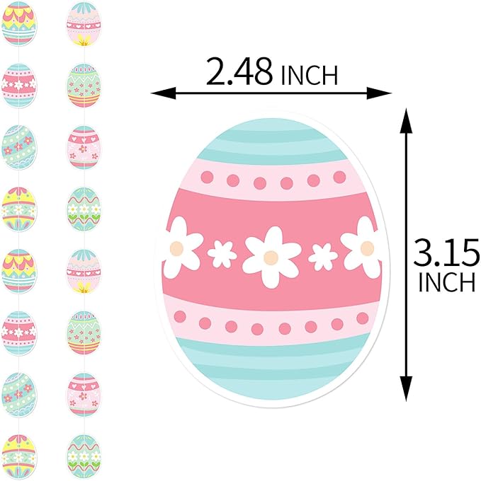 Wall Hanging Decorations Easter Egg Garland - 8pcs Rainbow Easter