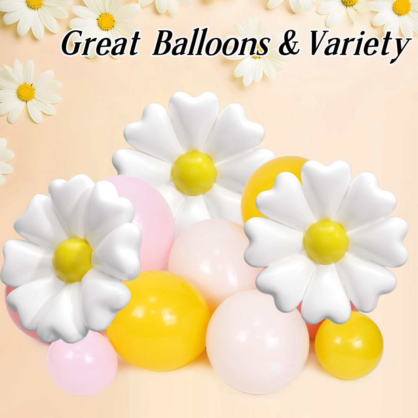 Groovy Daisy Balloon Arch, Boho Balloon Arch Kit with Dusty Pink Light
