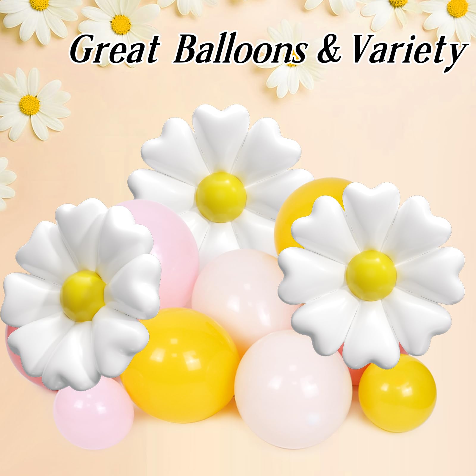 Groovy Daisy Balloon Arch, Boho Balloon Arch Kit with Dusty Pink Light