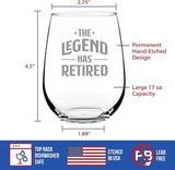 Bevvee Legend Has Retired - Stemless Wine Glass - Funny Retirement