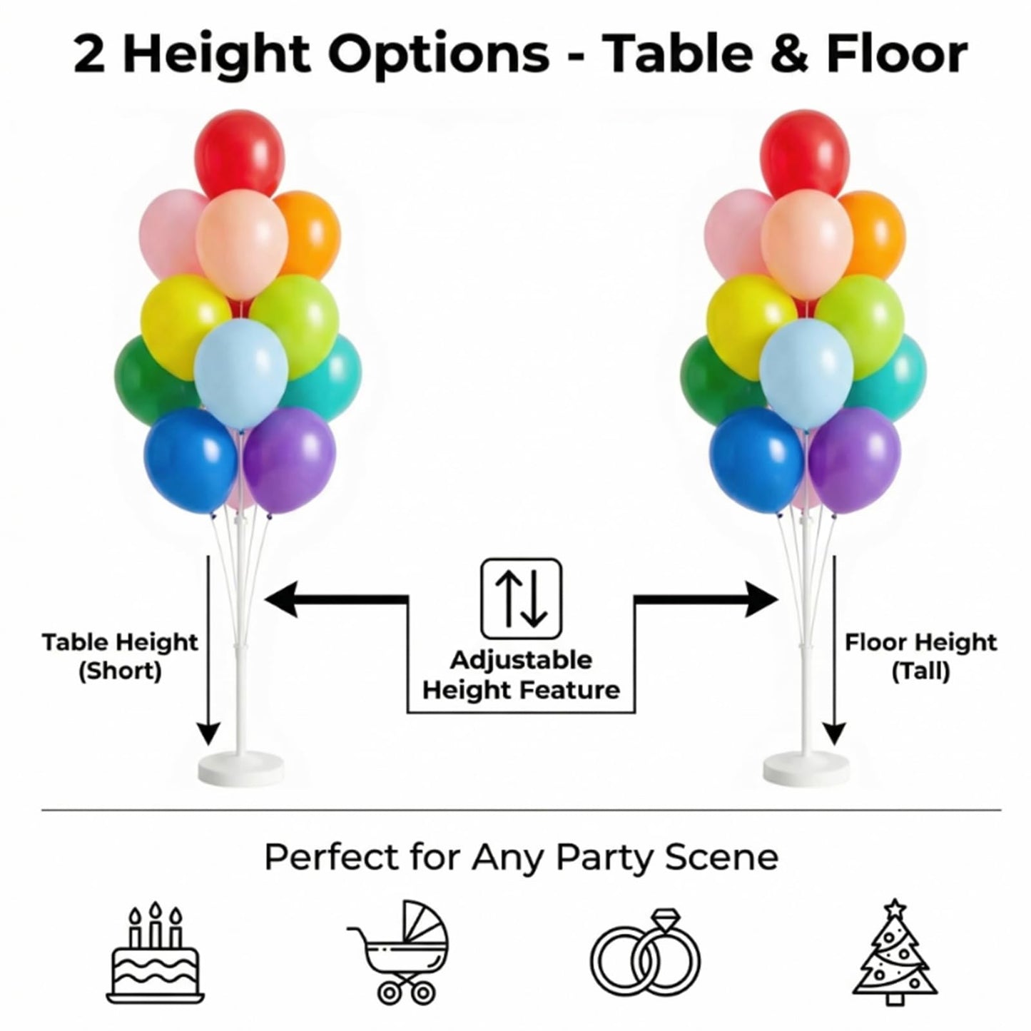 Tosuced Balloon Column Stand Kit,2 Sets of Assorted Rainbow Ballo 13-c