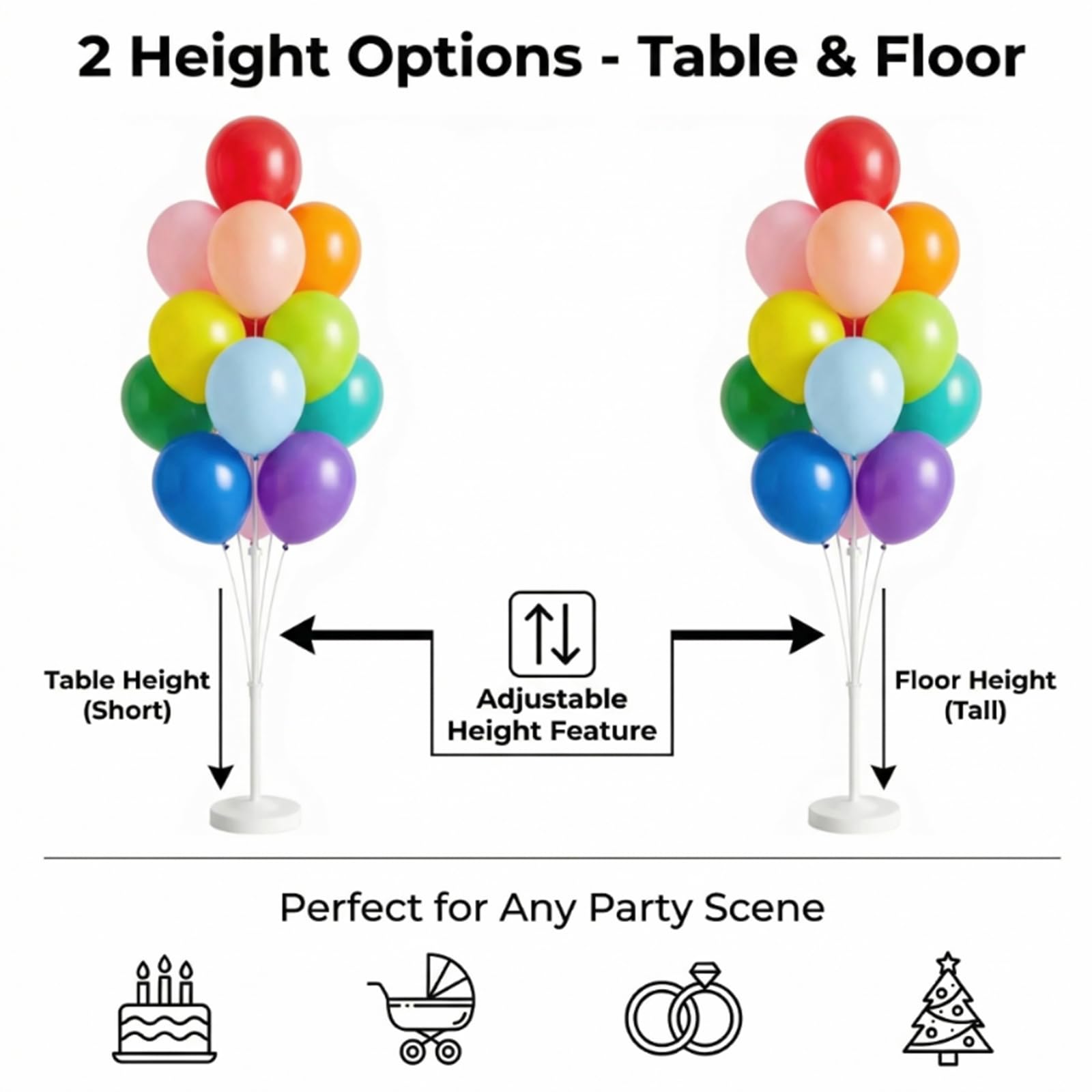 Tosuced Balloon Column Stand Kit,2 Sets of Assorted Rainbow Ballo 13-c