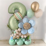 Sage Green 5 Balloons, 40" Giant Helium Foil Number 0-9 Olive Green