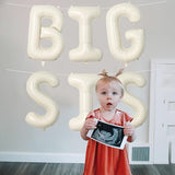 40 Inch Cream BIG SIS Balloons, Large Beige Neutral Big Sis Balloon