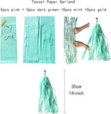 Sage-Green Pink-Gold Party-Decorations Tassel Garland - 20pcs