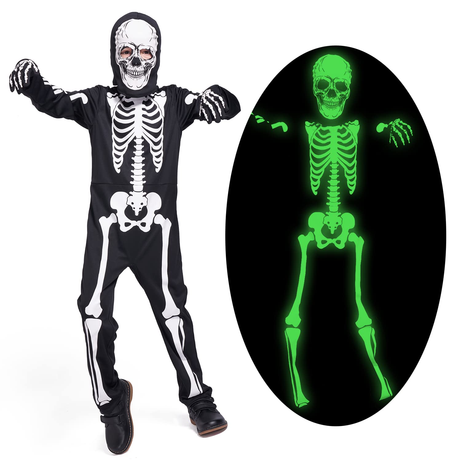 Sincere Party Glow In the Dark Skeleton White Bones Skeleton Costume