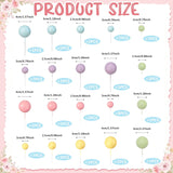 64 PCS Rainbow Cake Toppers with Balls Flowers Boho Cake Topper for