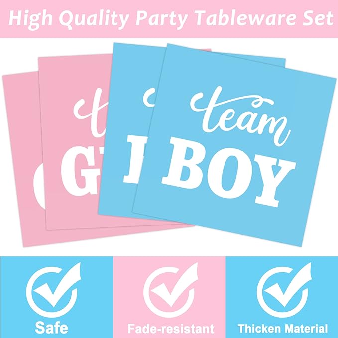 96 PCS Gender Reveal Party Supplies Gender Reveal Plates and Napkins