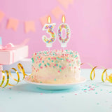 30th Birthday Candle for Cake, Colorful Macaron Numeral Candles for Wo