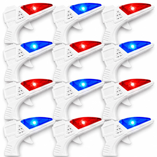 12 PK World's Smallest Space Guns - Mini Light Up Flashing Ray