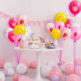 AellasNervalt 50Pcs Preppy Y2k Hot Pink Party Balloons Smile Face