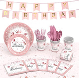 Rose Gold Birthday Party Supplies 212Pcs Disposable Party