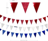 30 Ft Red Silver Blue Triangle Pennant Banner Bunting Hanging Paper