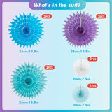 SUNBEAUTY Pack of 11 Purple Lavender Blue Hanging Honeycomb Paper