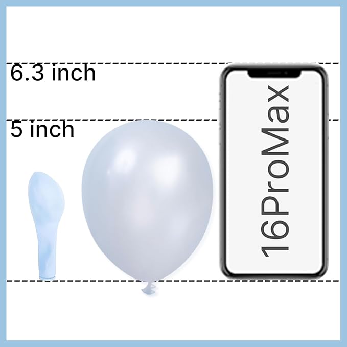 PartyWoo Pearl Light Blue Balloons 100 pcs 5 Inch Baby Pastel Blue