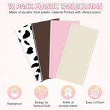 12 Pack Cowgirl Baby Shower Plastic Tablecloth for Rectangle Tables