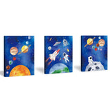 CHDITB Framed Outer Space Art Prints Cartoon Watercolor Planet Wall