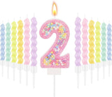 MTLEE Birthday Candle Macaron Glitter 3D Number Candle with 12 Pcs