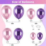 100pcs Metallic Pink Purple Balloon Garland Kit, Metallic Purple