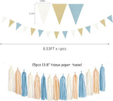 Light Dusty Blue Beige Champagne Boho Party Decorations 23pcs Baby