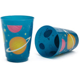 BLUE PANDA Plastic Party Cups 16 Pack - Outer Space Reusable Tumblers