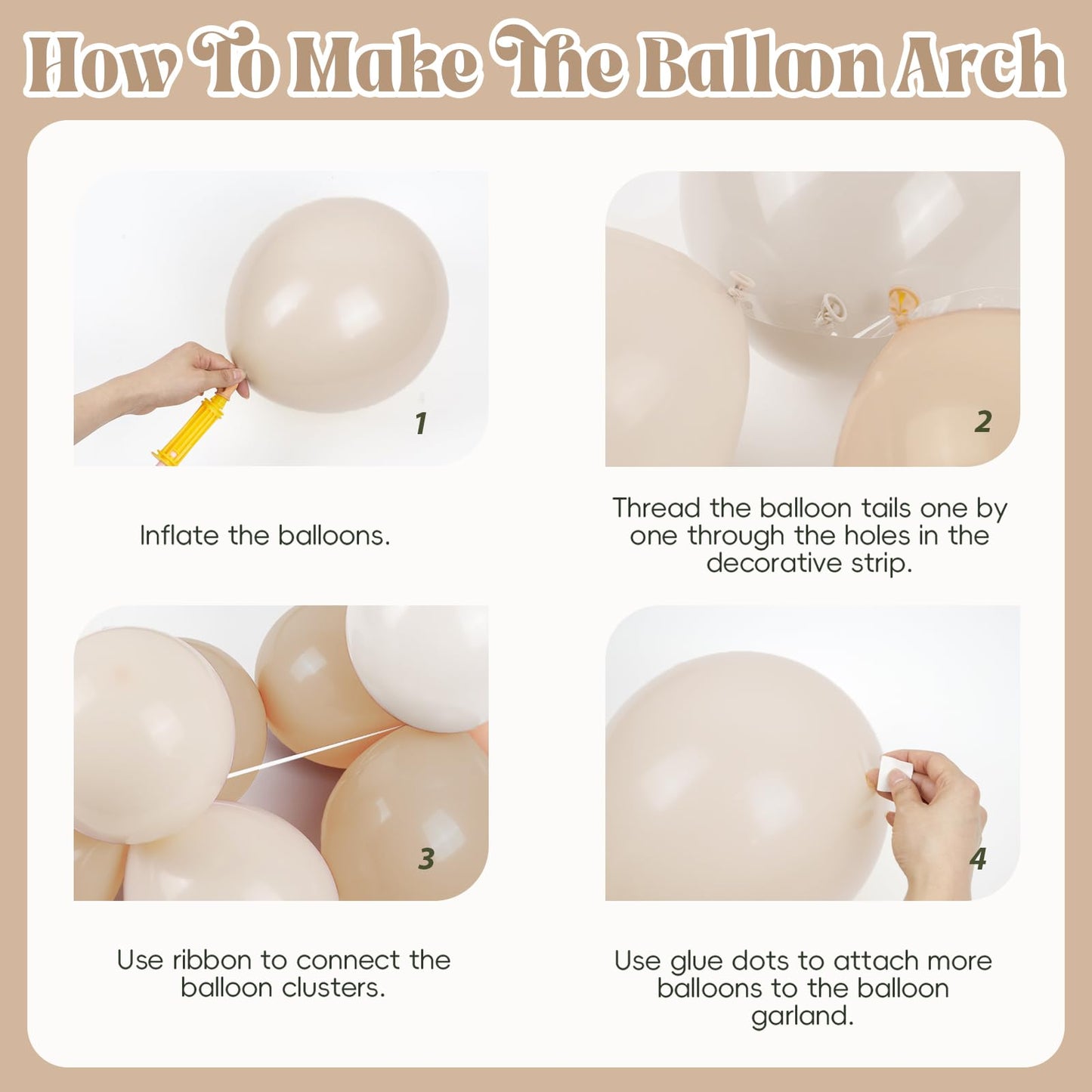 147pcs Neutral Balloon Arch Kit, Neutral Balloon Garland with Nude