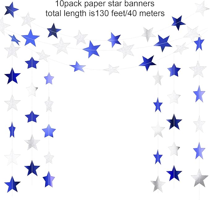 Patelai Glitter Star Garland Banner 2026 Graduation Decor 130 Feet #4