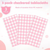 3pcs 54X108inch Pink Checkered Tablecloth,Pink Gingham Tablecloths